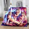 1pc Wolf Printing Lightweight Flannel Blanket, Comfortable and Warm Blanket, for Camping Sofa Bed and Couch Office, Gift