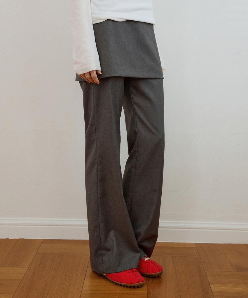 Banwonateullie P3296 Overlay Skirt Pants_Charcoal