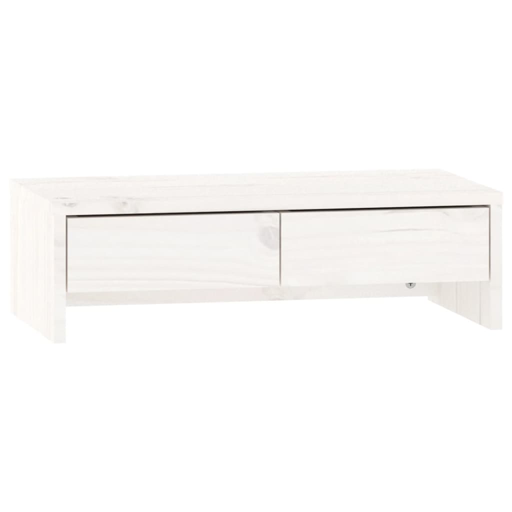 Vidaxl Podstawka Na Monitor, Biała, 50X27X15 Cm, Lite Drewno Sosnowe