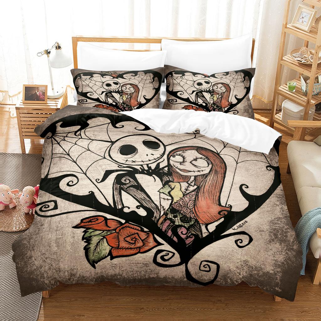 Animation Cartoon Digital Printing Bedding Christmas Eve Fright Polyester Cotton Microfiber Duvet Set Three-Piece Set