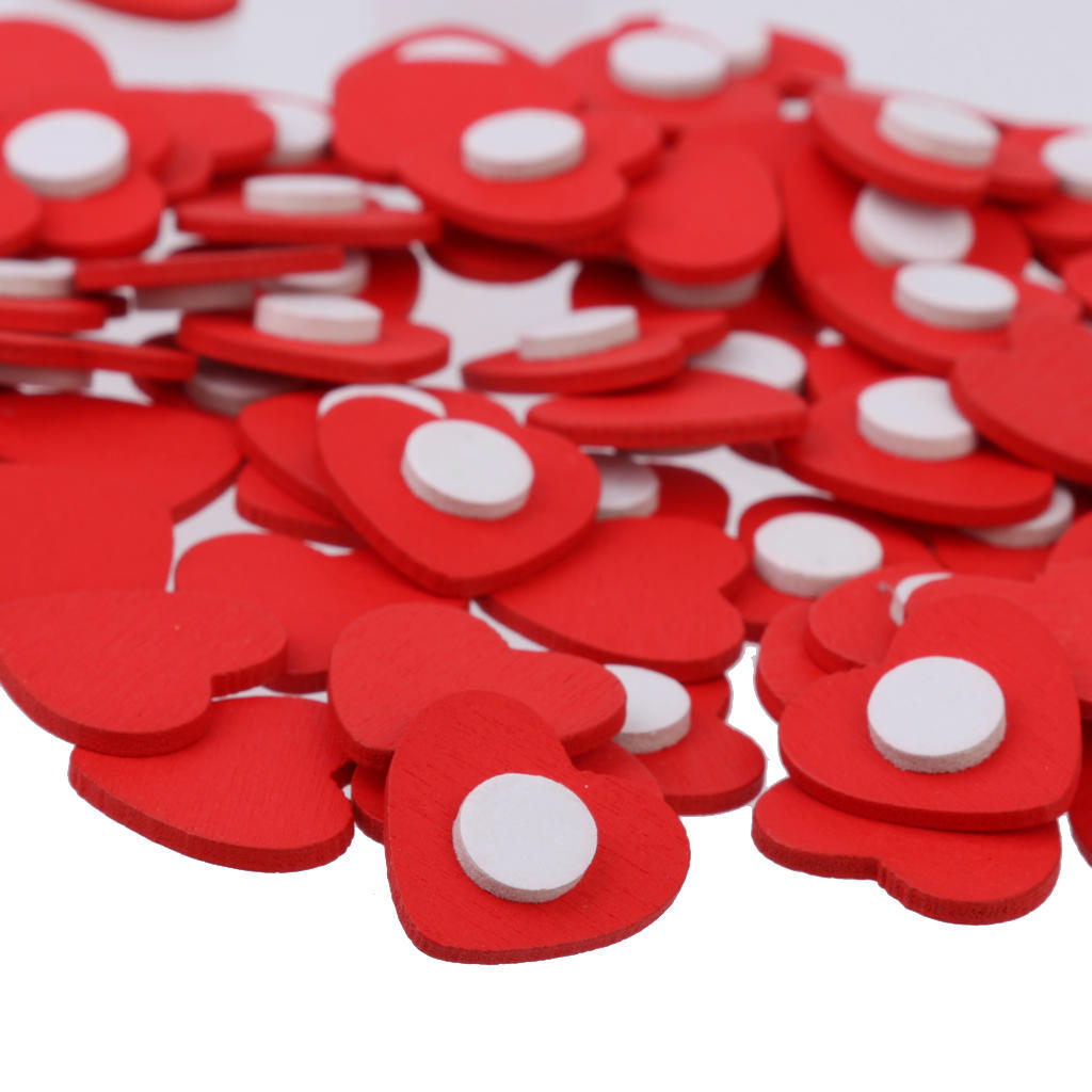 

100pcs деревянное красное сердце с лентой для украшения DIY Craft
