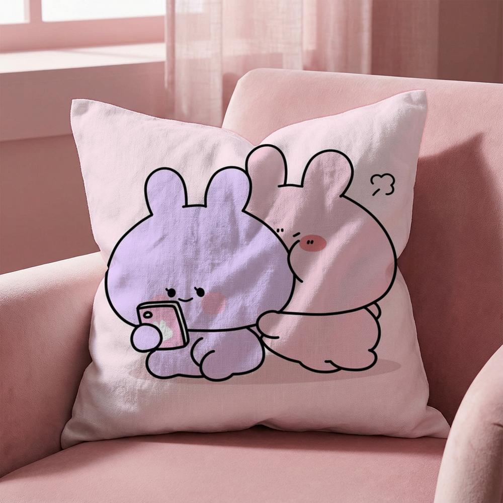 A-Asamimichan Cute Bunny Cushion Cover Multi-Scene Pillow Cover for Home & Car - Reversible, Soft & Durable for Daily Use
