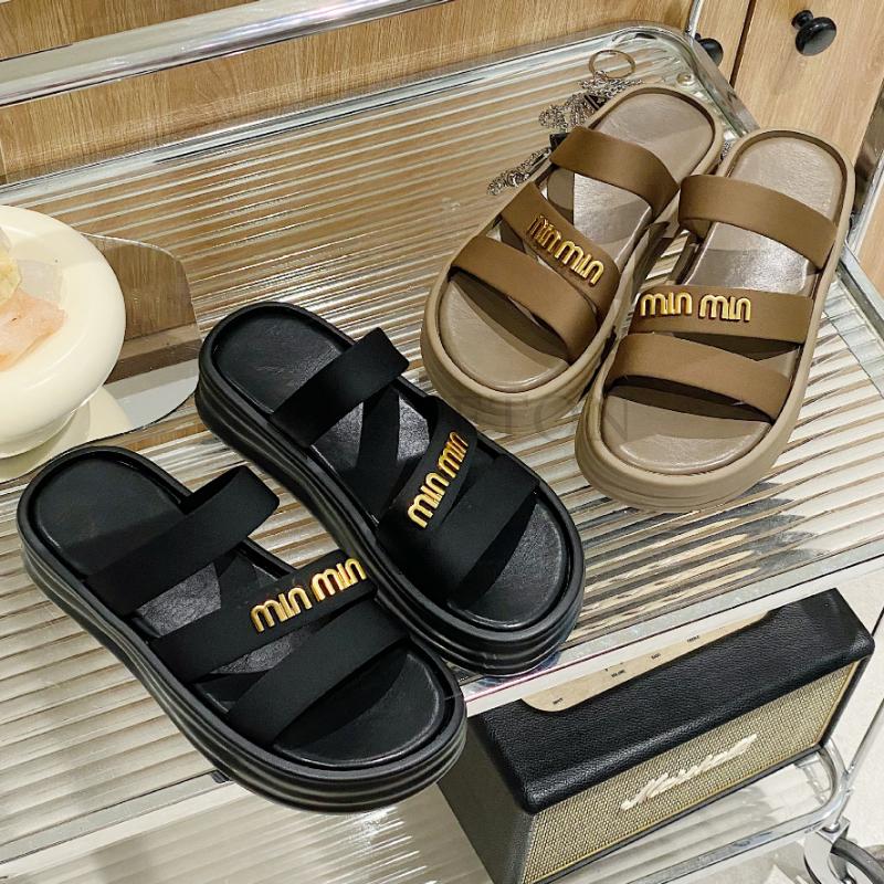 Simple and Thick Bottomed Open-toe Beach Shoes for Women New Round Toe Fashionable Versatile Anti-skid Shoes