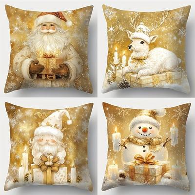 Christmas Themed Pillowcases: Santa, Reindeer, Dwarf, Snowman Designs Sofa Room Cushion Cover Home Decoration New Year Gift