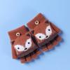 Autumn Winter Children Knitted Gloves Flip Fingerless Gloves Cute Cartoon Fox Warm Half-Finger Gloves