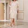 Elegant Women's Evening Dress for Spring and Summer Lace Fake Two-piece Dress