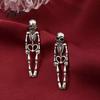 Eye Catching Punk Metal Earrings 2Pcs Skeleton for Women, Gothic Alloy Drop Earrings, Hypoallergenic Dark Aesthetic Fashion Jewelry Skull Dangle