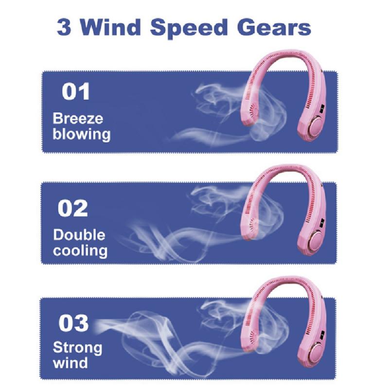 360-Grad-Surround-Hängehals-Kaltwindventilator, blattlose Ventilatoren, Luftkühler, Kühlung, tragbare wiederaufladbare Klimaanlage für Sport, Laufen