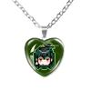 Solivan Brugmansia Sol 'The Kid At the Back' Anime Glass Cabochon Heart Shaped Pendant Necklace Charm Jewelry Gift