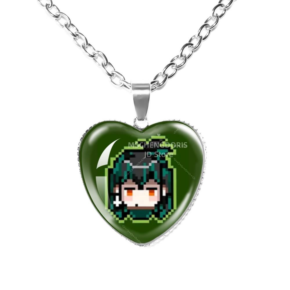 Solivan Brugmansia Sol 'The Kid At the Back' Anime Glass Cabochon Heart Shaped Pendant Necklace Charm Jewelry Gift