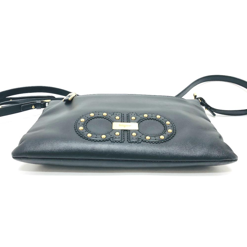 Salvatore Ferragamo Gancini Bag Shoulder Bag Leather Black/GoldHardware