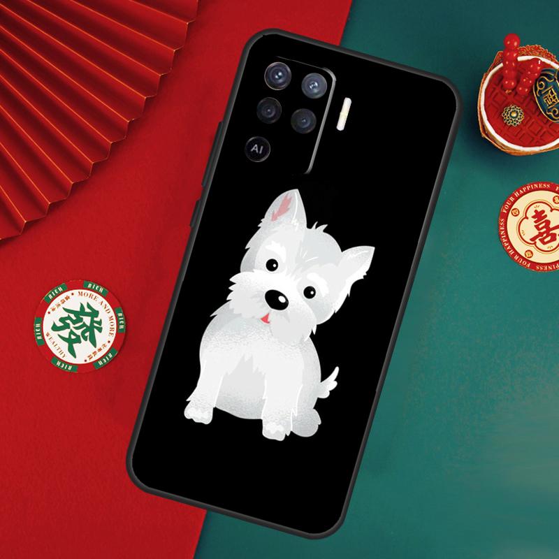 Cartoon Westie Dog Case For Oppo A78 A98 A58 A38 A18 A54 A74 A94 A80 A60 A40 A96 A76 A16 A15 A17 A57 A5 A6 Pro