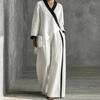 2026 Autumn Women's Clothing Popular Contrasting Color V-neck Irregular Top Wide-leg Pants Loose Casual Suit
