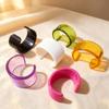 Simple Color Half Cuff Bracelet Transparent Open Mouth Bangle Popular Elegant Wristband  for Girls