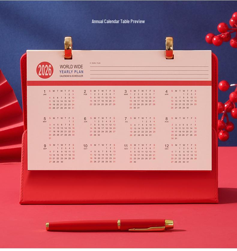 2026 Large Leather Desk Calendar: Double-Ring Monthly Planner for Business & Exams