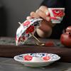 1 juego Paraguas Colador de Té de Flor de Peonía Cuencos de Té Cerámica Coladores de Té Accesorios para Ceremonia Forma de Paraguas Juego de Té Creativo 2 estilos