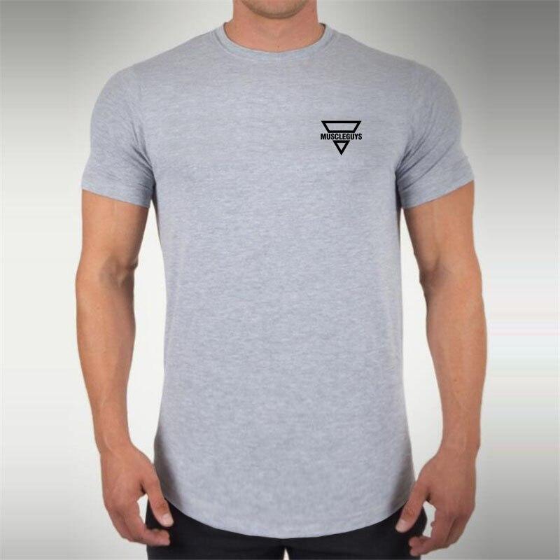 Muscleguys New Elastic Lightweight Spring/Summer Training Top Round Neck Gym Running Short Sleeves