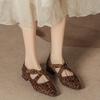 High Sense Low Heel Shoes Light ** Fork Belt Women's Fashion Suede Leopard Print Single Shoes, Square Head Thick Heel Mary Jane Shoes