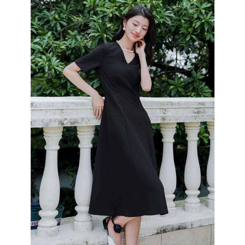 Jiu Zi Anna Karen Elegant V-Neck Midi Dress
