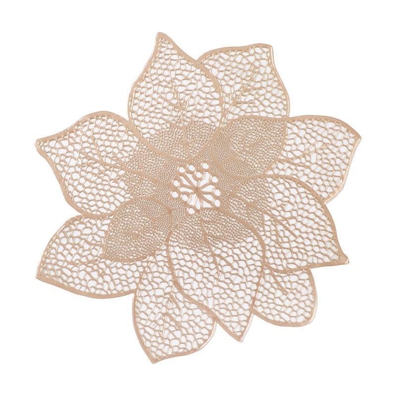 Sottopiatto Fiore di Loto Metallico Impermeabile Resistente al Calore Antiscivolo Per Tavolo da Pranzo Decorazione Matrimonio Festa