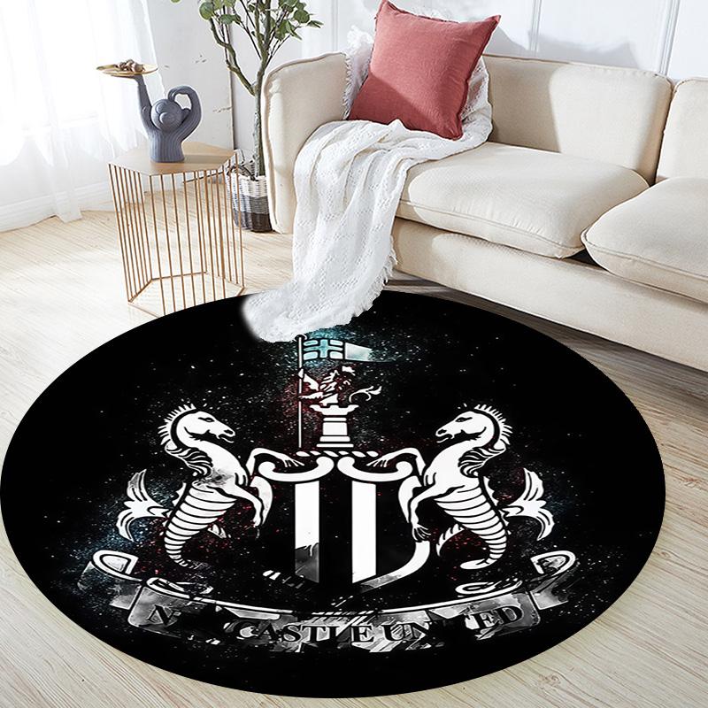 Newcastle United Round Area Rug,Carpet Rug for Living Room Bedroom Sofa Playroom Decor,Non-slip Floor Mat