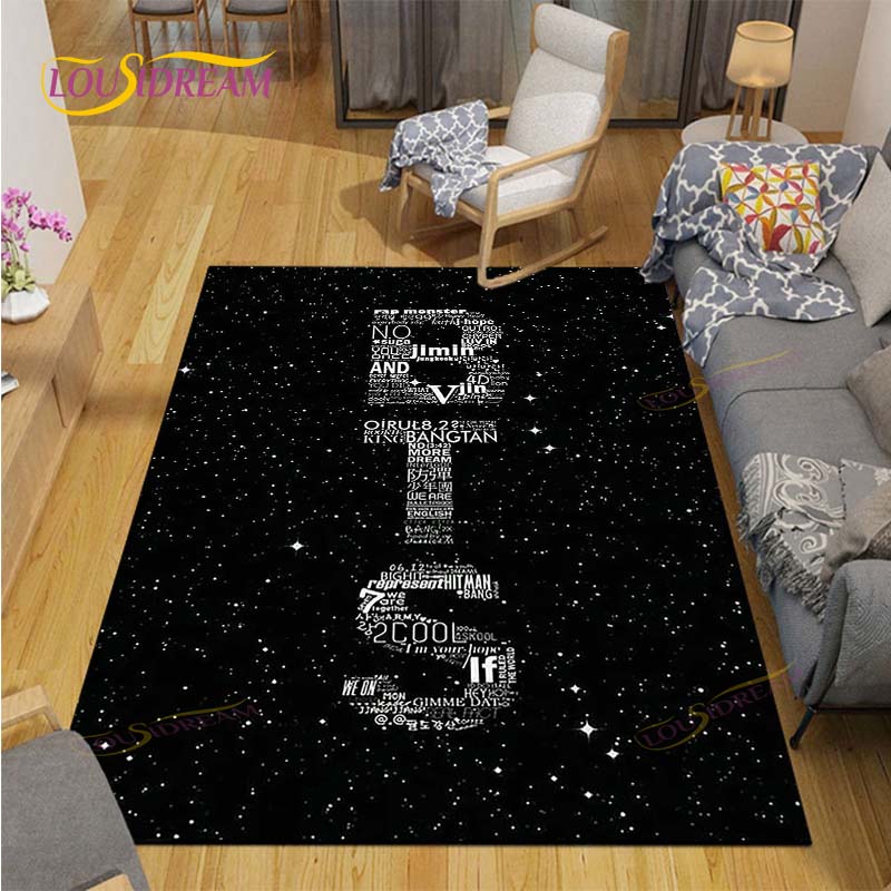 Tappeto Kpop Bangtan Boys Tappeto BTS Tappetini per Tavolino Soggiorno Tappeto Camera da Letto Tappetini per Pavimento Lavabili Tappetino per Area Domestica Regalo