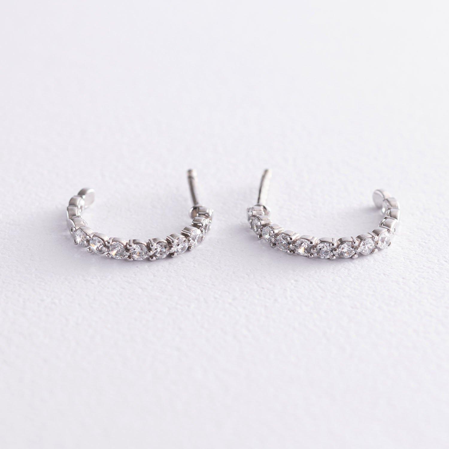 

Сережки-Пусети з фіанітами в сріблі Oniks 1.7 cm срібний