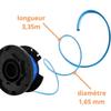 Ryobi Trimmer Spool - AC14RL3A - Ø 1.65mm - L 3.35m - Pack of 6 + 1 Cover