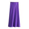 New European & American Style Satin Midi Skirt 8632845