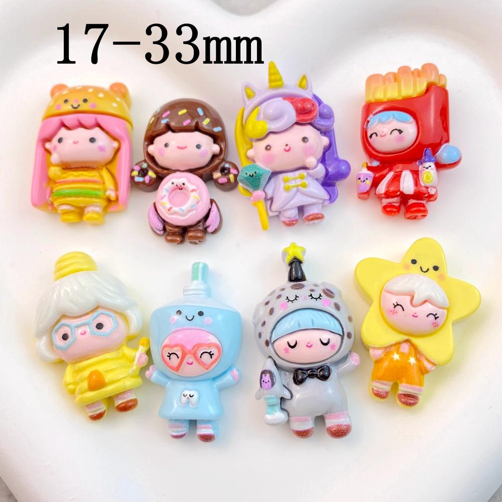 10Pcs New Cute Cartoon Girl Doll Series Flat Back Resin Cabochons DIY Jewelry Craft Decoration Accessorie