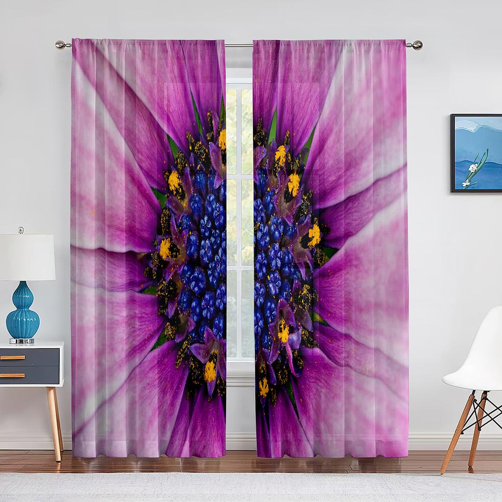 Weiße Blütenstaubgefäße Nahaufnahme Transparenter Voile Vorhang Fensterdekoration für Wohnzimmer Schlafzimmer Dekor Vorhänge Chiffon Tüll Vorhang