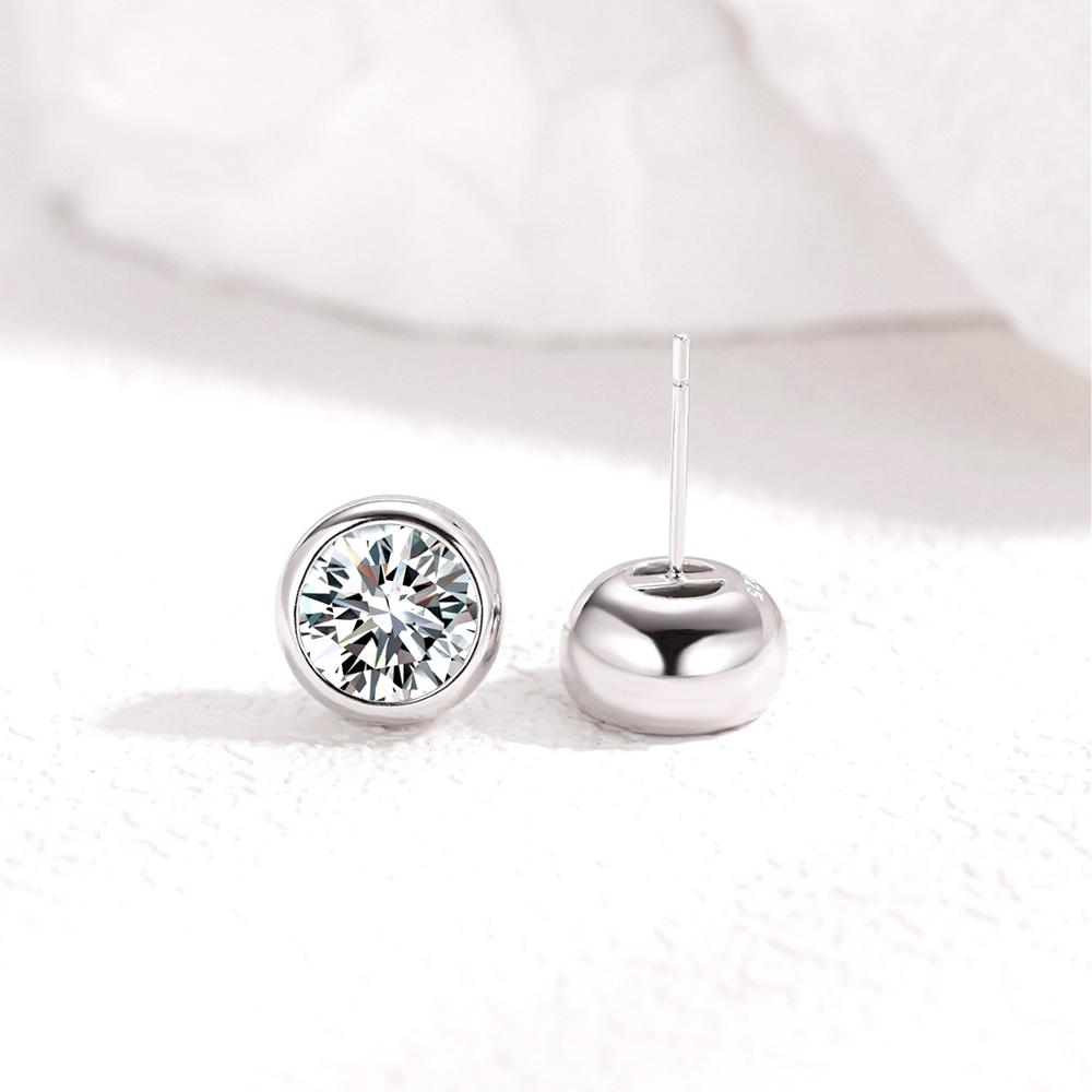 Cbtb Classic S925 Silver Round Moissanite Earrings for Women Wedding Luxury Gemstone Jewelry