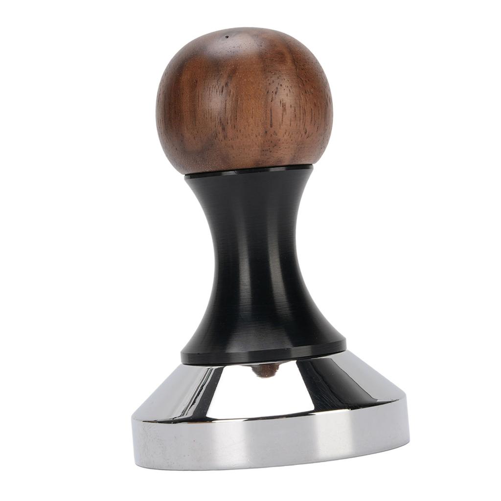 Valnötsträhandtag Kaffepress Professionell Lätt att Rengöra Kaffepulverhammare Pressverktyg Gängad Botten