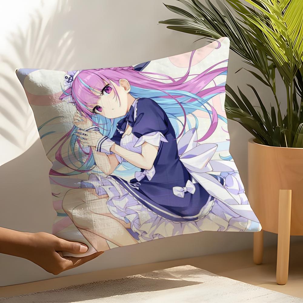 HHololive MMinato Aqua Pillow Case Home Living Room Decoration Linen Pillow Cases Cushion Cover