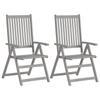 Day and Night - Day and Night Reclining Garden Chairs 2 Pcs Solid Gray Acacia Wood