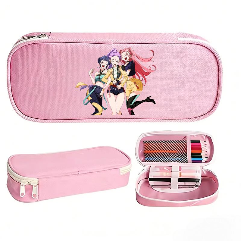K-pop Demon Hunter Girl Group Pencil Case - Korean Style, Multifunctional Oxford Cloth Stationery Box for Students.