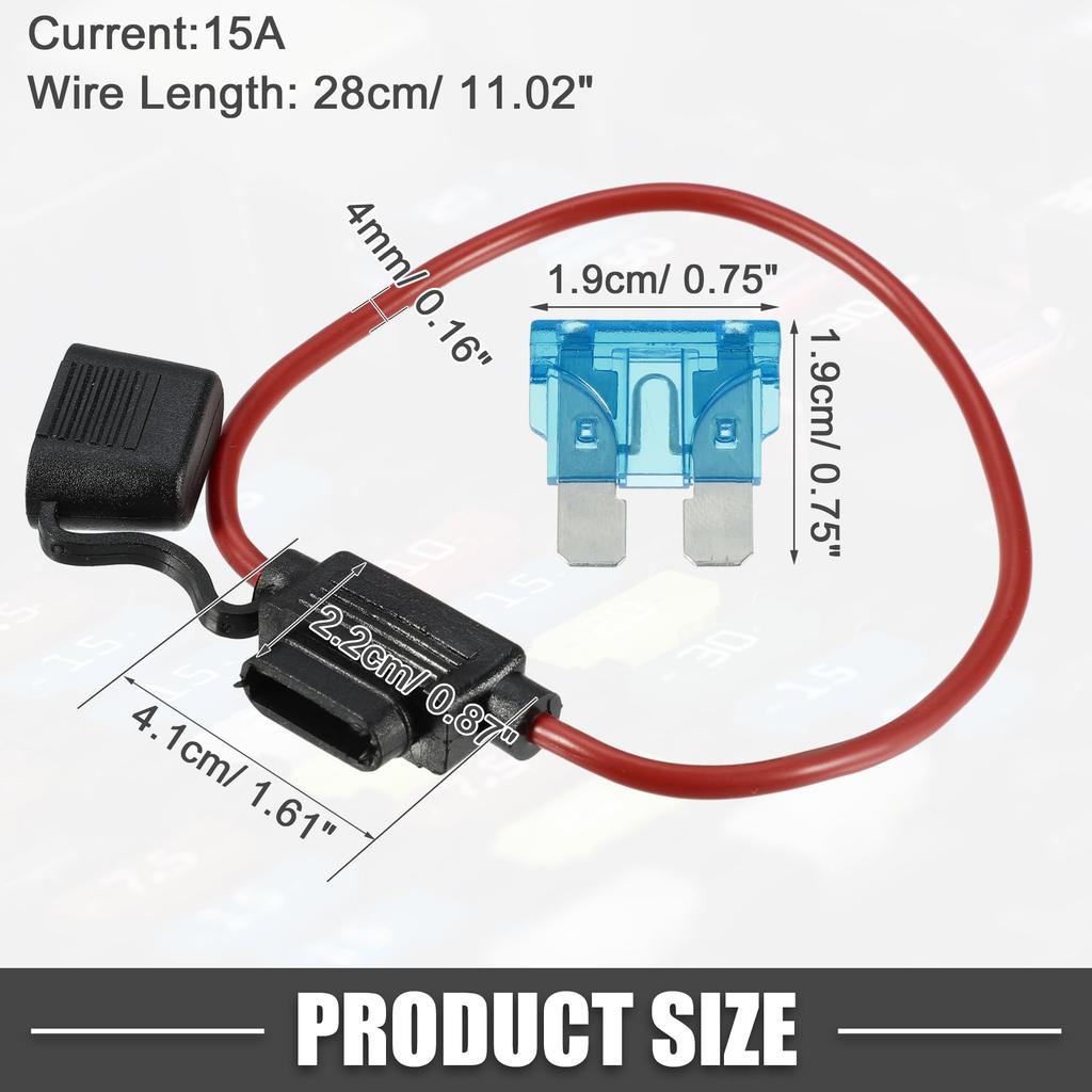 A ABSOPRO Fuse Holder 15A Standard Style Fuse 12AWG Fuse Holder Waterproof 12