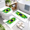 3Pcs Flannel Toilet Mat Set Brazil national football team Bathroom Rug Bath Carpet Non Slip Home Decor