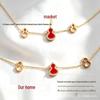 Kirin High-End Rose Gold Double Gourd Necklace with Carnelian Pendant & Tassel - Women's New 18K Plated Clavicle Chain.