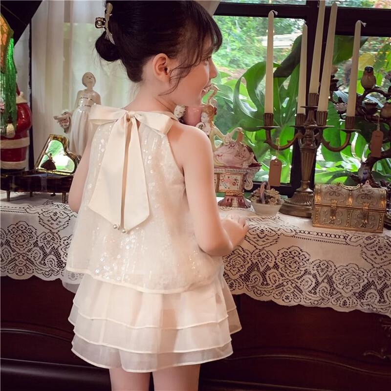 MIMIHELLO Girls  French Style Mesh Shorts Set 120