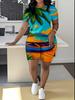 Abstract code European and American women's clothing butterfly printing T-shirt shorts set sports suit