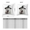 Samoyed Dog Wearing Halloween Witch Hat Square Pillowcase Pillow Cover Cushion Throw Pillow for Home Sofa Living Room