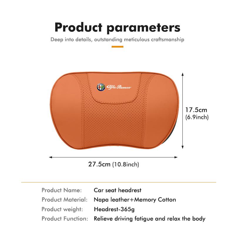 AAACO1 Car Headrest Lumbar Support Pad Seat Back Pillow Auto Interior Accessories For Alfa Romeo 159 Giulietta Giulia 147 Mito 156 159