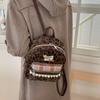 Mochila de Nylon Estilo Urbano con Estampado de Leopardo Cosido Para Uso Diario y Desplazamientos
