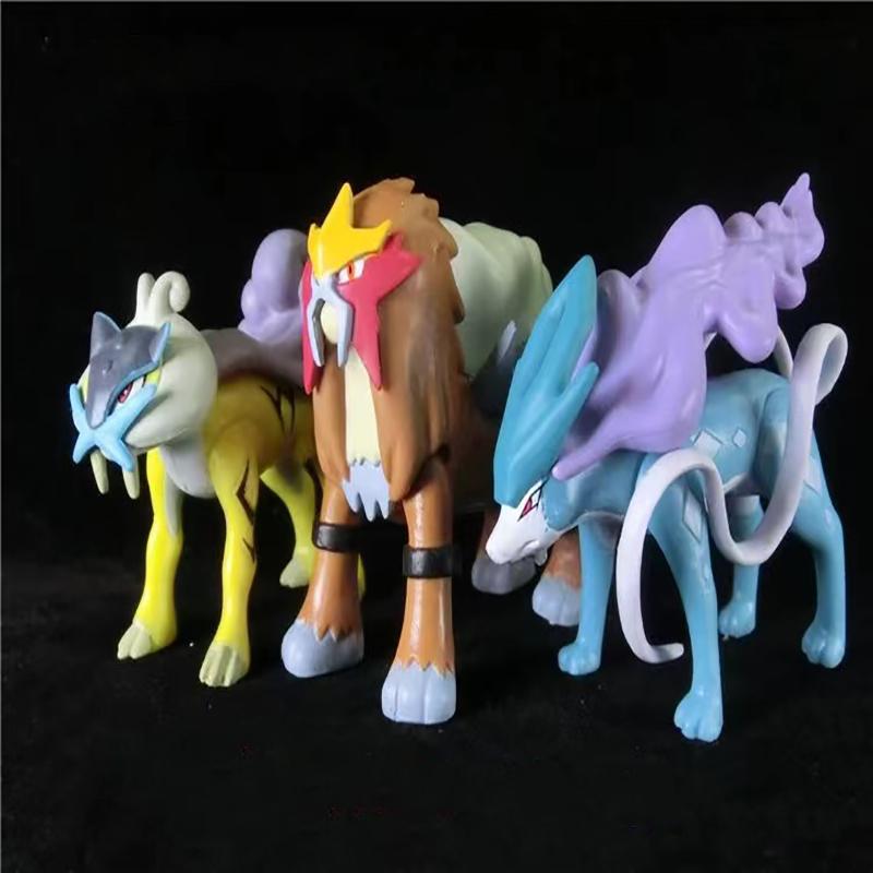 3 Style Figures Three Sacred Suicune Entei Raikou Action Pvc Limit Collection Model Toy Anime Figure Toys for Kids 6-8CM
