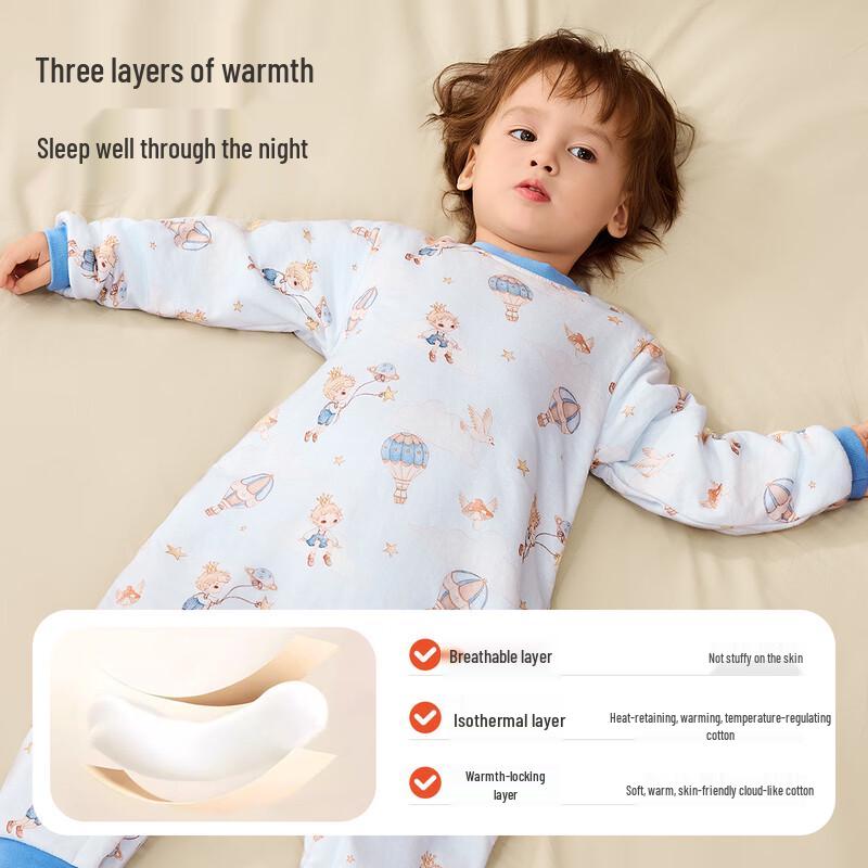 JOYNCLEON Unisex Baby Padded Cotton One-Piece Sleepsuit 90