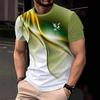 Trendy Men's Short-sleeve Tee with Abstract Wave Eagle Print