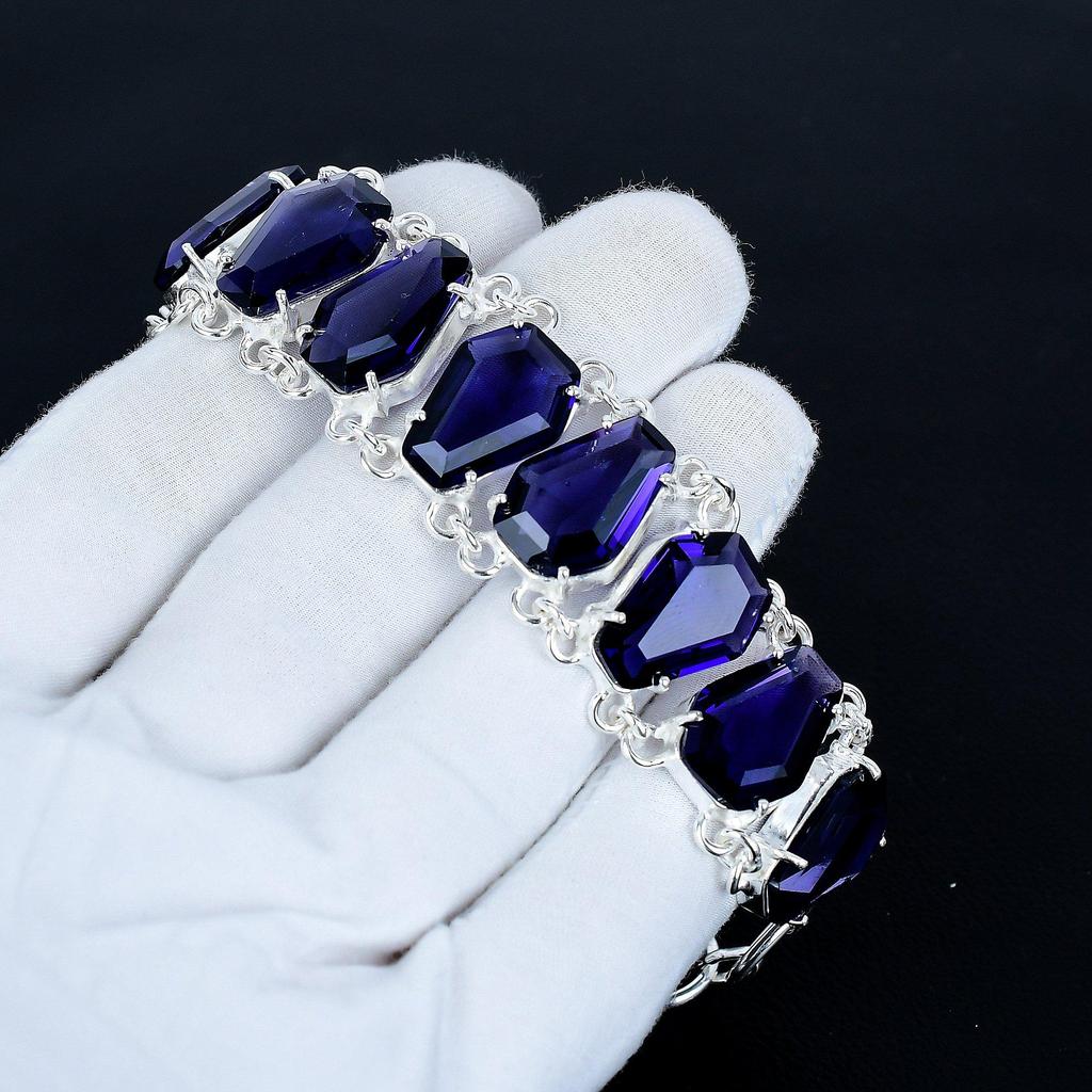 Amethyst Necklace & Bracelet Jewelry Set, Coffin Amethyst Gemstone 925 Sterling Silver Handmade Jewelry Unique Collection, Valentine's Day Gift
