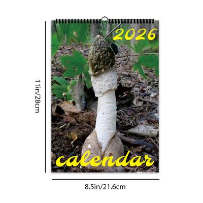 1 Stück Wandkalender 2026, Die größten Pilze der Welt, 12 Schöne Designs, Monatsübersichten, Perfektes Geschenk für Geburtstage, Weihnachten