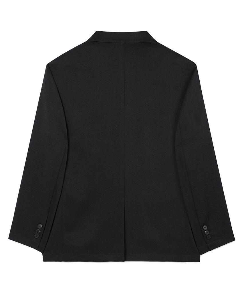 Prairie Big Daddy Fit One-Button Double Blazer (Black)